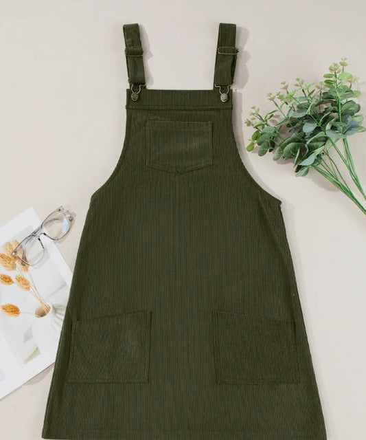 Olive Green Overall Dress